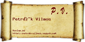 Petrák Vilmos névjegykártya
