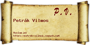 Petrák Vilmos névjegykártya